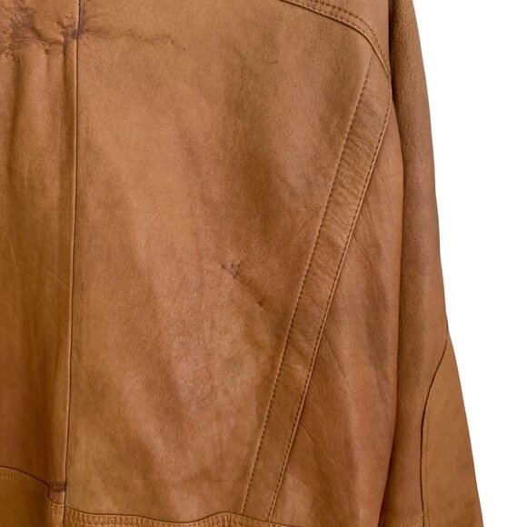 Vintage Jewels Mens Leather Bomber Jacket Brown Size 2XL Retro‎ Rugged Western - Picture 8 of 12